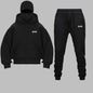 2025 Autumn Winter Men Zippered Hooded Sweatshirt Set - Balakrava Street Fashion Windproof Ninja Letter Design Two-Piece Set