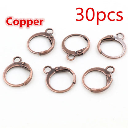 30-50pcs/lot Gold Silver French Lever Earring Hooks Wire Settings Base Hoops Earrings For DIY Jewelry Making Supplies Wholesale