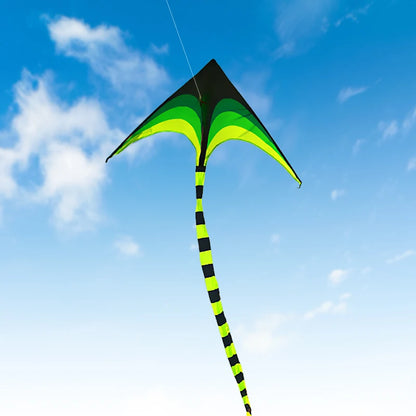 Adult-sized large delta-wing kite. Easy to fly. Extra-large delta-wing kite, equipped with a 6-meter long tail.