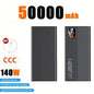 Lenovo 500000mAh Power Bank 140W Super Fast Charging Powerbank Portable External Battery Charger For Xiaomi iPhone 2027New
