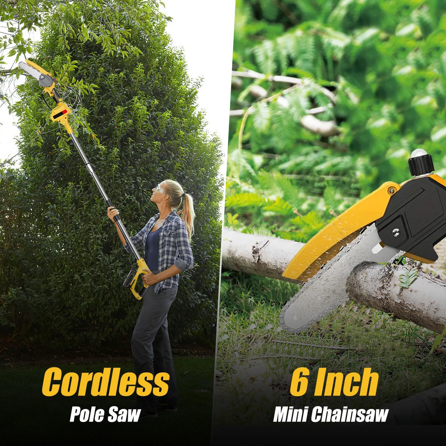 6-Inch Chainsaw Cordless Telescoping Pole Electric Chainsaw High Branch Saw Garden Pruning Power Tools For Makita 18V Battery