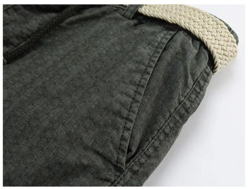 Men Summer Cargo Shorts Casual Tool Shorts High Quality Man Summer Military Multi Pocket Pants Loose Cargo Pants No belts 38