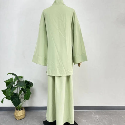 Nida Co Ord Set Kimono with Straps Skirt Ramadan Eid Islamic Cloting 2 Piece Sets Muslim Women Modest Dresses Ensembles Musulman