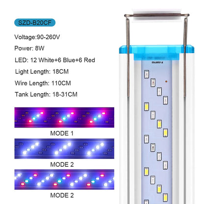 Extensible Waterproof Clip on Lamp For Fish Tank Super Slim Fish Tank Aquatic Plant Grow Aquarium LED Light 18-58cm 220V