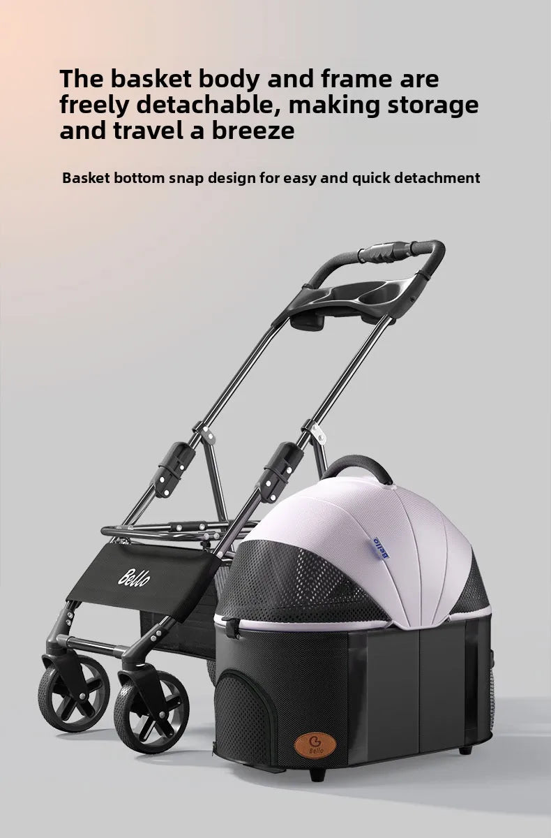 Pet Stroller Lightweight Foldable Detachable Cat Dog Carrier Outdoor Portable One Button Folding Pet Trolley Stroller for Dog