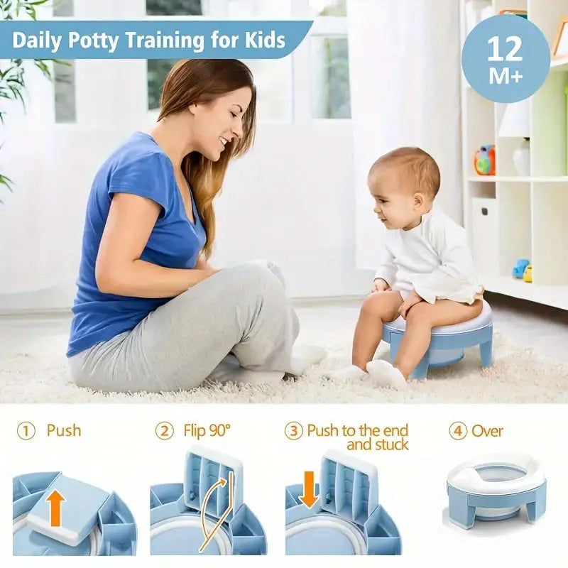 3 in 1 Baby Toilet Seat Children Foldable Travel Potty With Bags Potty Training Seat Suitable for Boys and Girls
