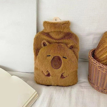 2025 Capybara Shape Hot Water Bottle 1000ml Capacity Long-Lasting Heat Retention For Neck Back Shoulder, Home Travel Camping Use