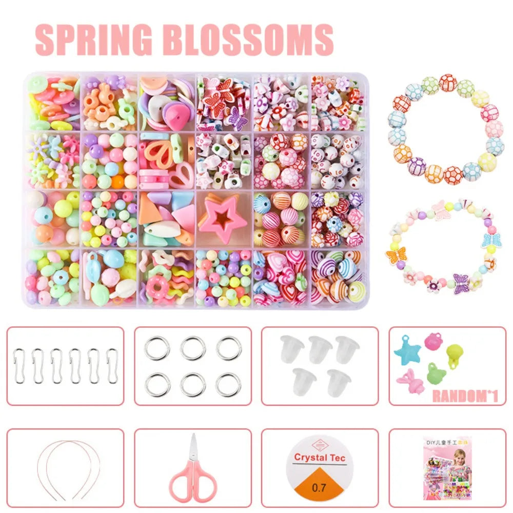 Arts Crafts DIY Handmade Beaded Kit Jewelry Set Handmade DIY Making Beads Kit DIY Creative Beads for Children Girl
