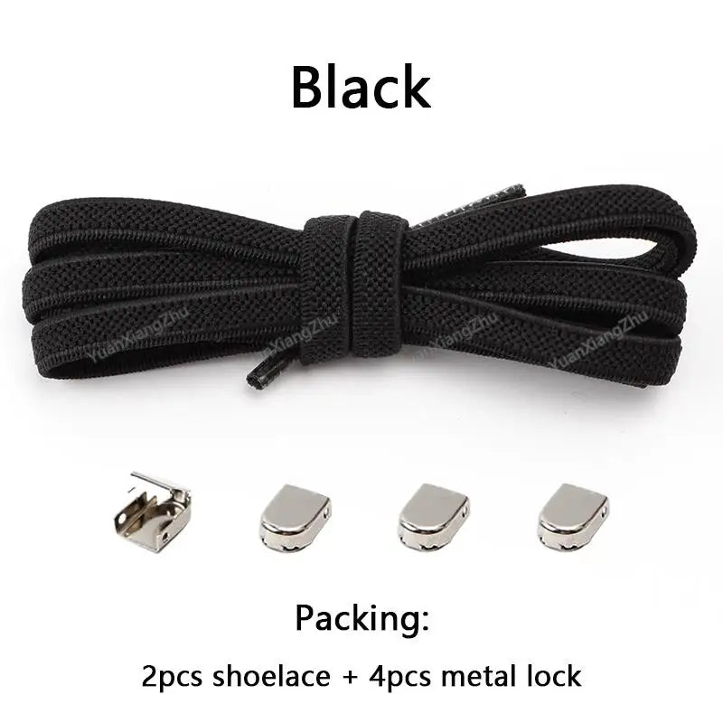 No tie Shoe laces Elastic laces Sneakers Flat Shoelaces without ties Quick Shoelace for Shoes Kids Adult One Size fits All Shoes