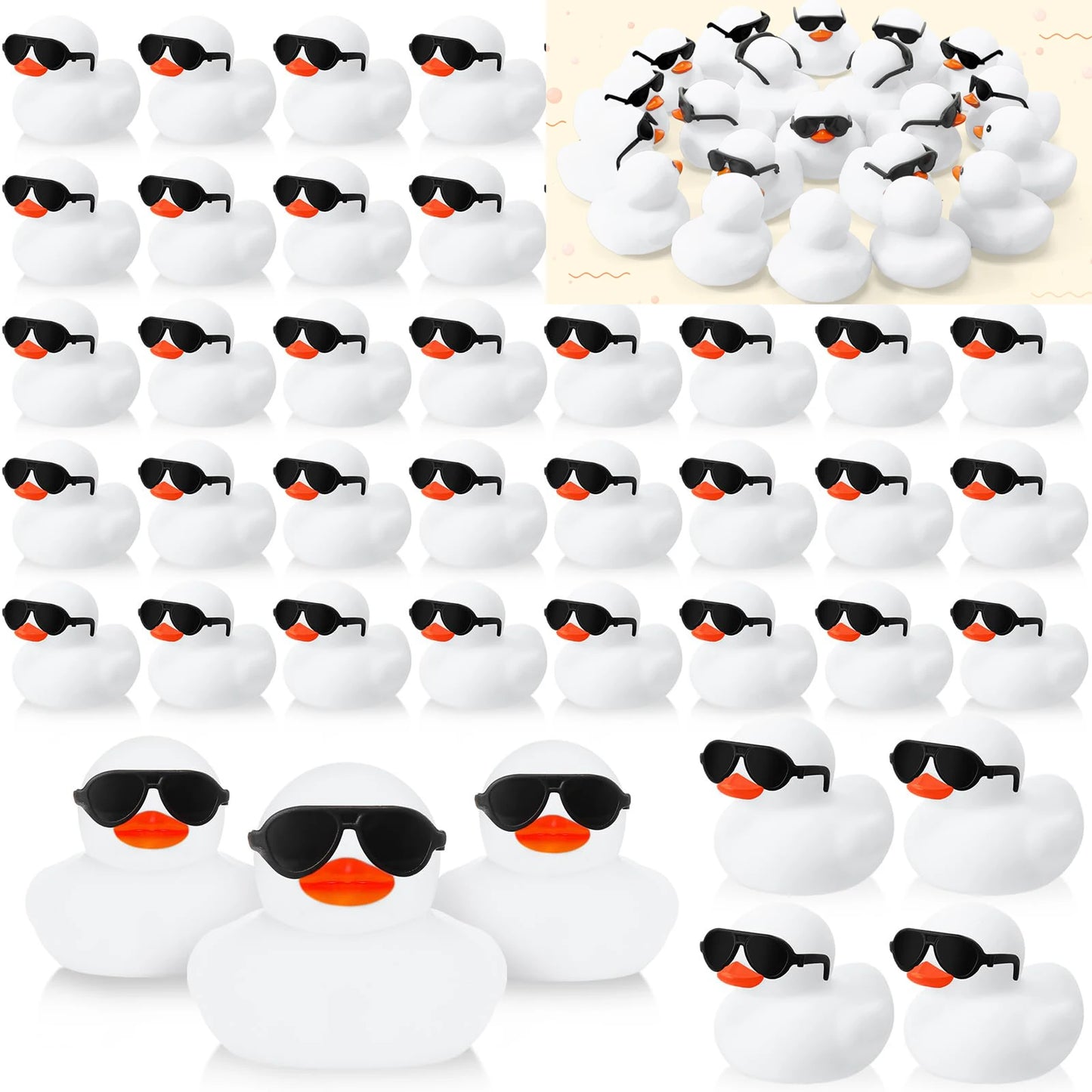 6/12/24/48PCS  White Duck Toys Mini Rubber Ducks Squeak and Float Ducks Shower Toy for Toddlers Boys Girls