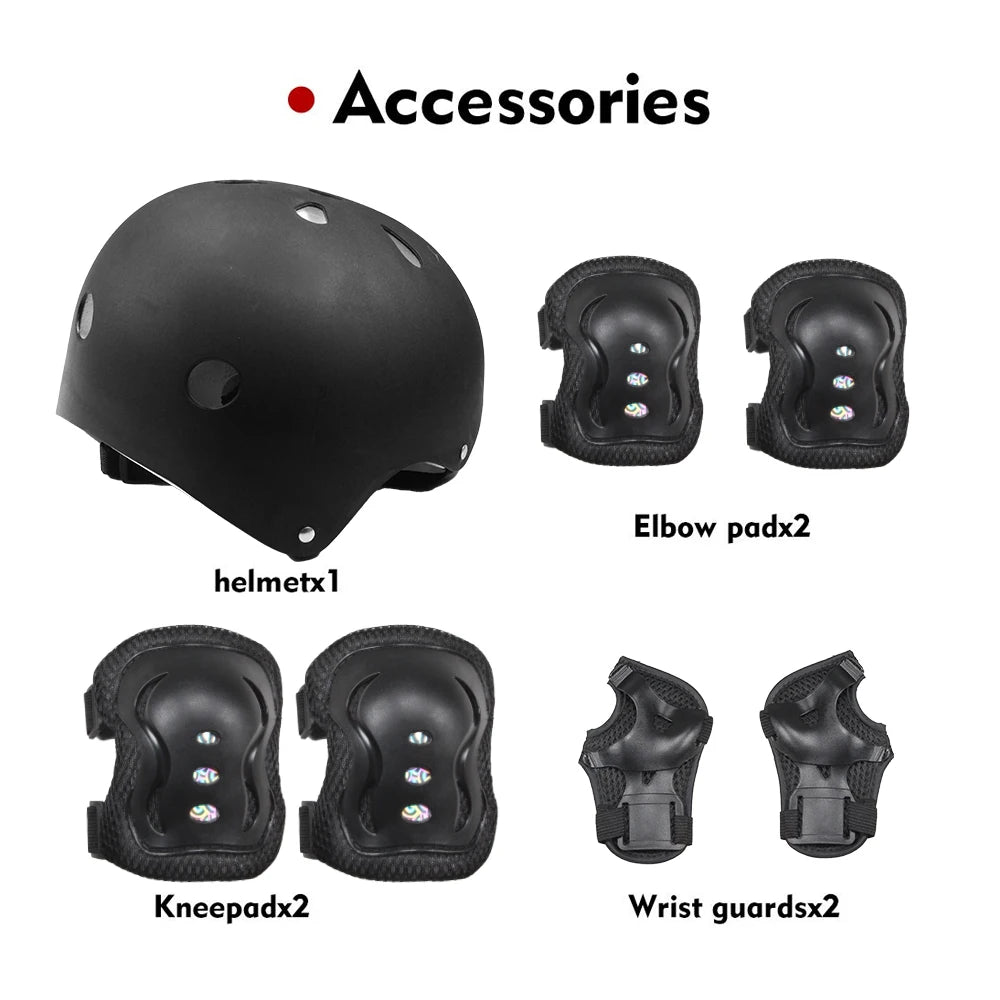 7Pcs/Set Kids Bike Helmet Skateboard Knee Pads, Girls Boys 3-10yrs Wrist Guards for Sports Cycling Bike Roller Skating Scooter