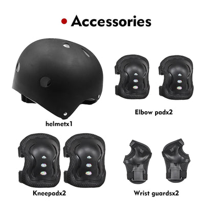 7Pcs/Set Kids Bike Helmet Skateboard Knee Pads, Girls Boys 3-10yrs Wrist Guards for Sports Cycling Bike Roller Skating Scooter