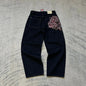 Hip-hop gold coin jeans Y2K retro low waist wide leg zipper pants y2k clothing men's fashion embroidered loose jeans