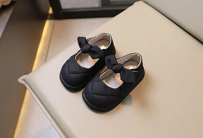 Children Leather Shoes for Girls Soft Spring Autumn New Baby Shallow Bow Solid Color Japanese Style Kids Versatile Casual Shoes