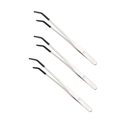 2pcs Bent Tip Tweezers For Crafts Stainless Steel Straight And Curved Nippers Tweezers Feeding Tongs For Reptile Lizards Spider