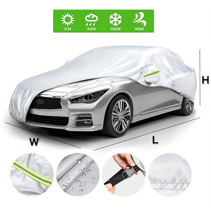 Car Cover Outdoor Protection Exterior Sun Snow UV Covers SUV Sedan Auto Sunshade Dustproof Waterproof Black Silver