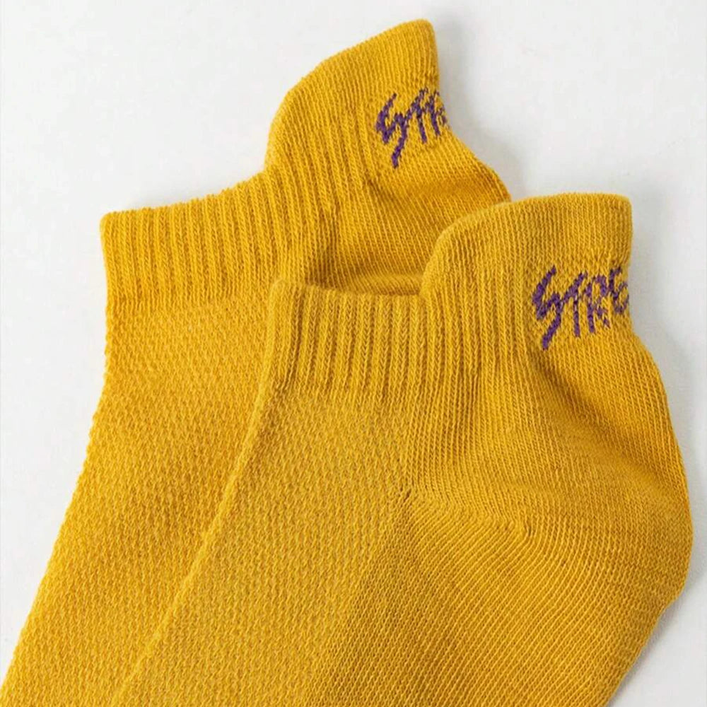 5/10/20/30 Pairs Men Ankle Socks Fashionable Letter Sports Style Odor Proof Sweat Absorbing Breathable Invisible Running Socks