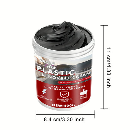 400gCar Plastic Part Restorer, Black Interior Trim Polishing Wax, Aging Prevention Refurbishment Agent, Repair Plastic Scratches