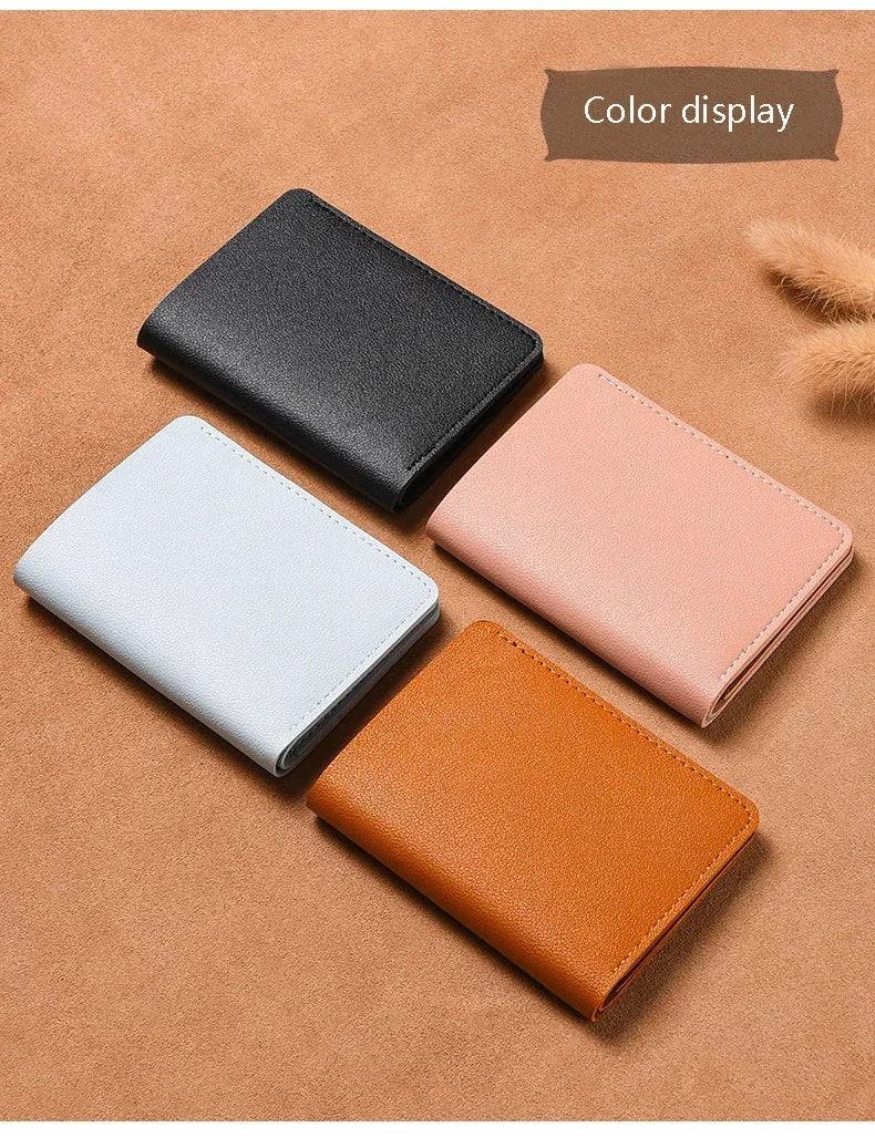 2025 Women's New Simplified Folding Button Small Wallet Soft Leather for Driver's License Male Student Card Bag
