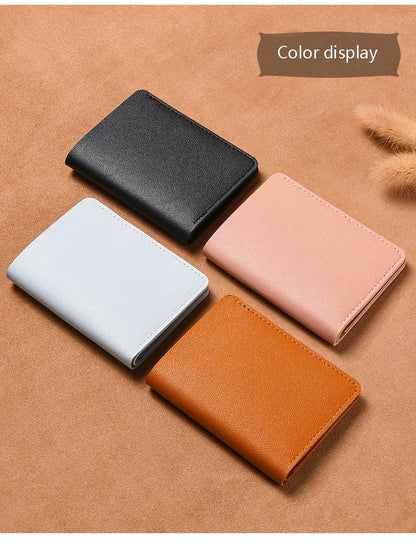 2025 Women's New Simplified Folding Button Small Wallet Soft Leather for Driver's License Male Student Card Bag