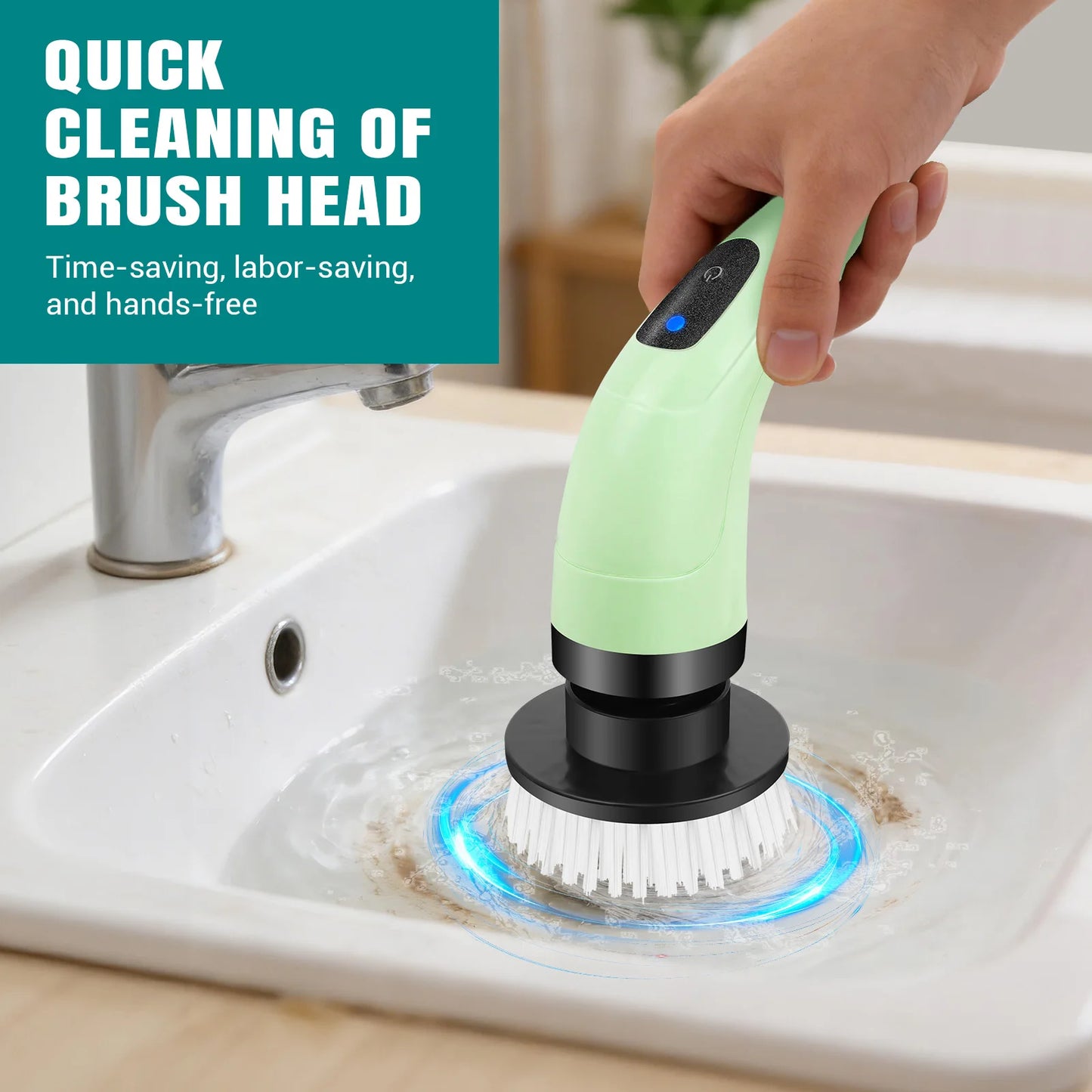 Cordless Electric Cleaning Brush - 7-in-1 Multi-Surface Scrubber with 2-Speed Adjustment, Detachable Extension Handle