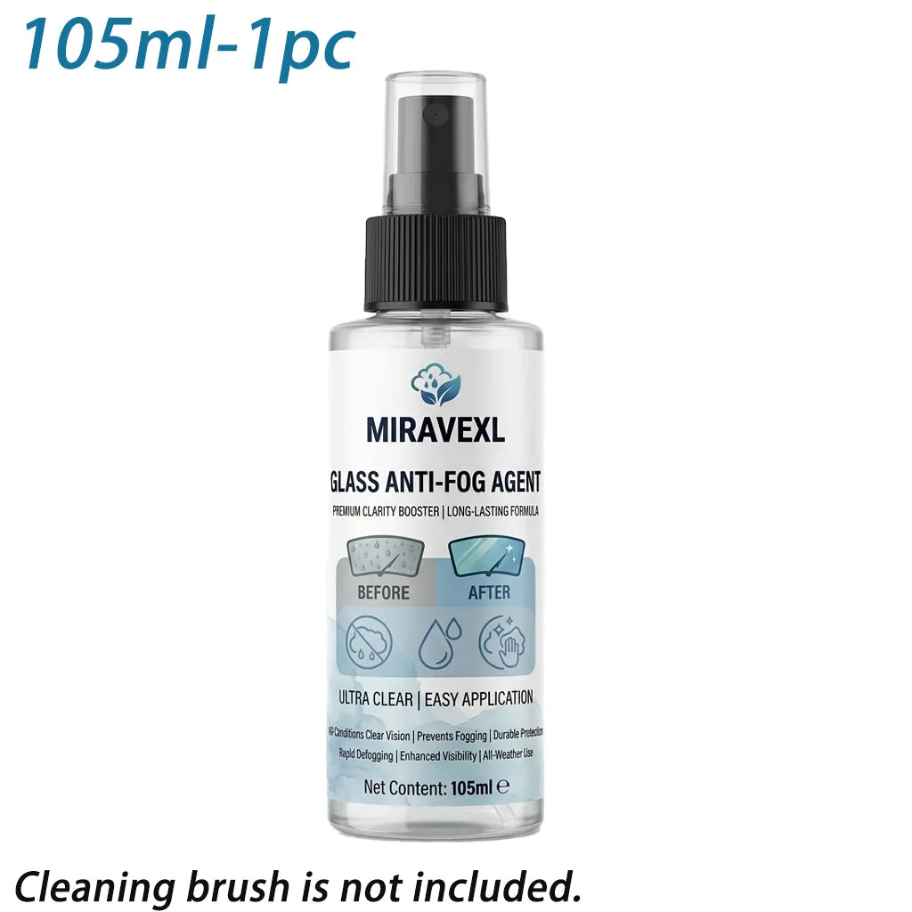 Car Anti‑Fog Spray Kit, Windshield Glass Anti‑Fog Agent with Cleaning Brush & Pads, Long Lasting Defogger for Auto Window Safety