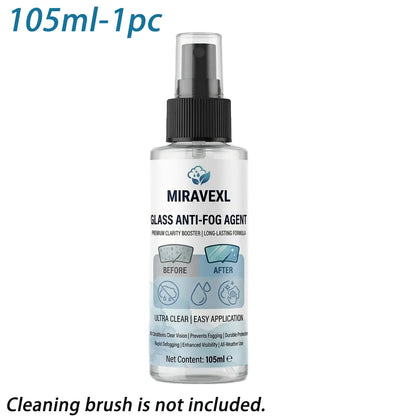 Car Anti‑Fog Spray Kit, Windshield Glass Anti‑Fog Agent with Cleaning Brush & Pads, Long Lasting Defogger for Auto Window Safety