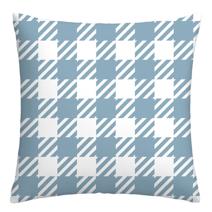 Lake blue white geometric linen pillowcase sofa cushion cover home decoration can be customized for you 40x40 45x45 50x50 60x60