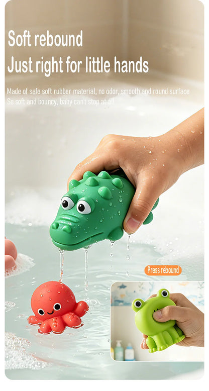 Frog Net Fishing Bath Toy Baby Floating Turtle Animal Squeeze Squeaky Pool Summer Splashing Water Toy Gift