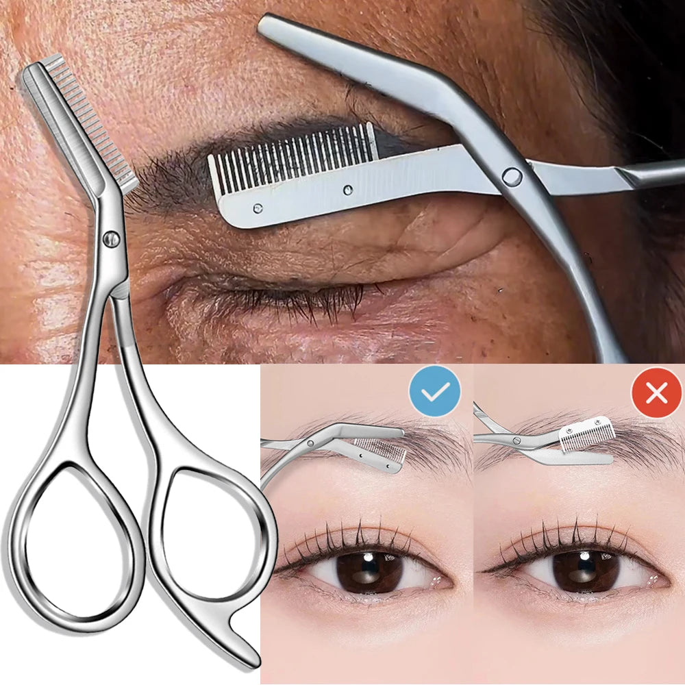 1Pc Stainless Steel Eyebrow Trimmer Scissors Precision Grooming Tool for Men & Women Effortless Knife Hair Removal Shaver Tool