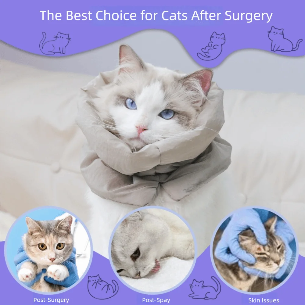 Waterproof Pet Elizabethan Collar Adjustable Anti-Bite Cat Protection Collars Warm Breathable Cat Recovery Cone Pet Wound