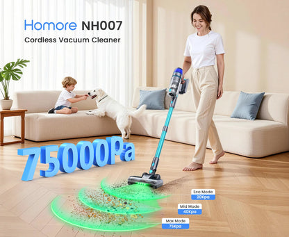 Homore NH007 650W/75KPA Powerful Cordless Vacuum Cleaner with LED Ambient Light, Smart Suction and Self-Standing Design