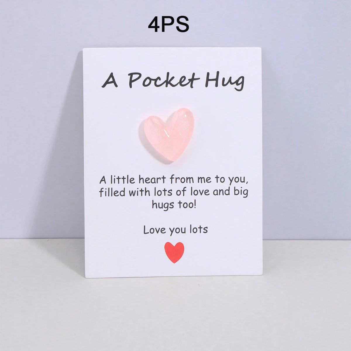 4 Pack Small Cute Pocket Hug Cards, Heart Shape Encouragement Greeting Cards, Mini Love Cards for Birthday Valentine