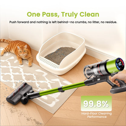 SmartAI V6 80Mins Cordless Vacuum Cleaner 65KPA 650W Powerful Suction Vacuum, 24000mAh Big Battery Vacuum Cleaner