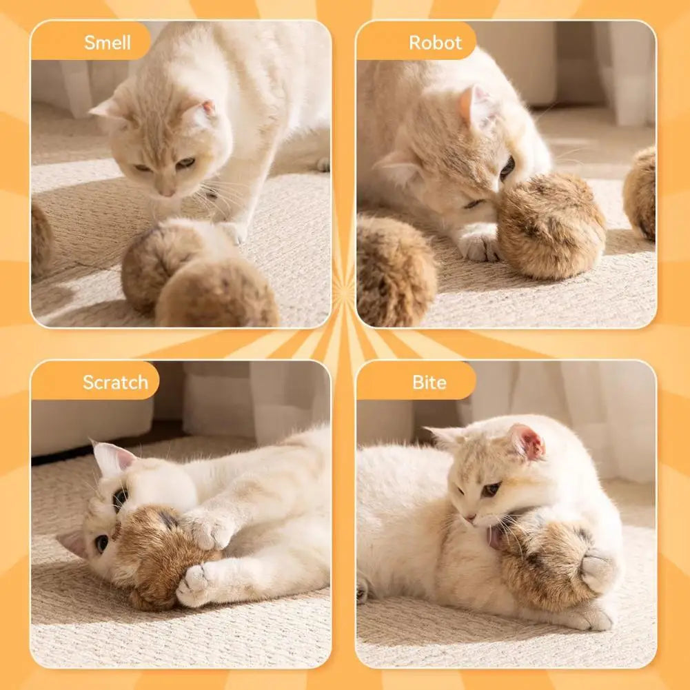 Cat Bunny-kick Ball Furry Ball Cat Toy Soft Fluffy Rabbit Fur Pom Pom Balls Washable Indoor Exercise Toy Stimulates Hunting Play