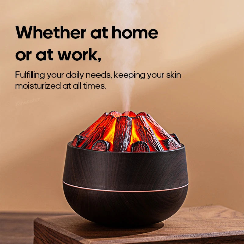 Simulated Campfire Air Humidifier Woodstove Fireplace Water Mist Diffuser Classic Woodgrain USB Ultra Sonic Mist Sprayer