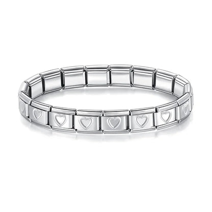 Hapiship 2024 Women's Jewelry 9mm Width Itanlian Elastic Star Heart Butterfly Charm Bracelet Fashion Stainless Steel Bangle ST-