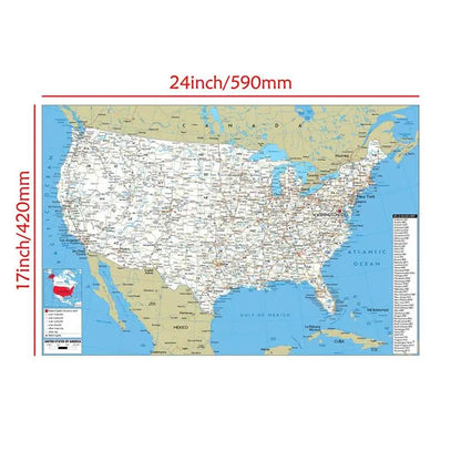 English Map USA Map Road Map Canvas Painting Living Room Home Decoration Children School Supplies