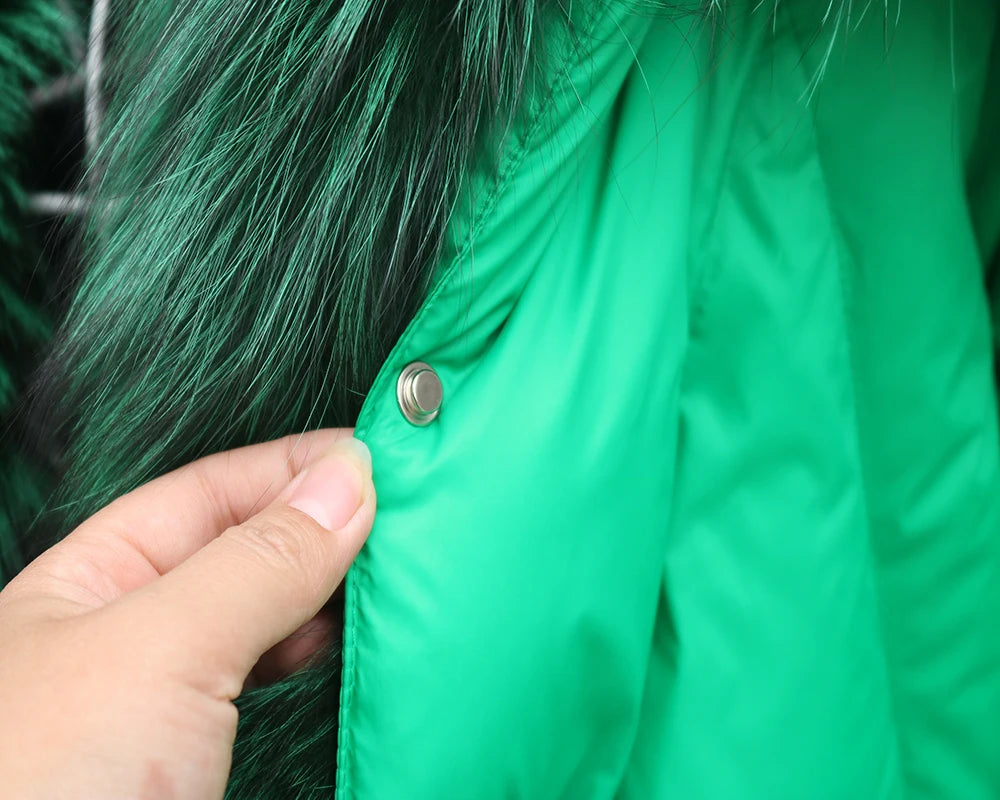 Oversized Winter Warm Real Fox Fur Collar Black Down Coat Women Puffer Outerwear Jackets 2024 Autumn Winter