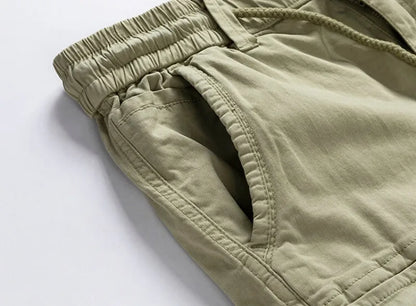 Men Summer New Multi Pockets Cotton Cargo Shorts Men Fashion Solid Quick Dry Joggers Shorts Pants Outdoor Breathable Shorts Male