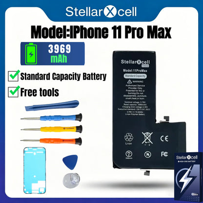StellarXcell Choice Battery for iPhone 11 12 13 14 15 Mini Plus Pro Promax Original Capacity Replacement Bateria High Quality