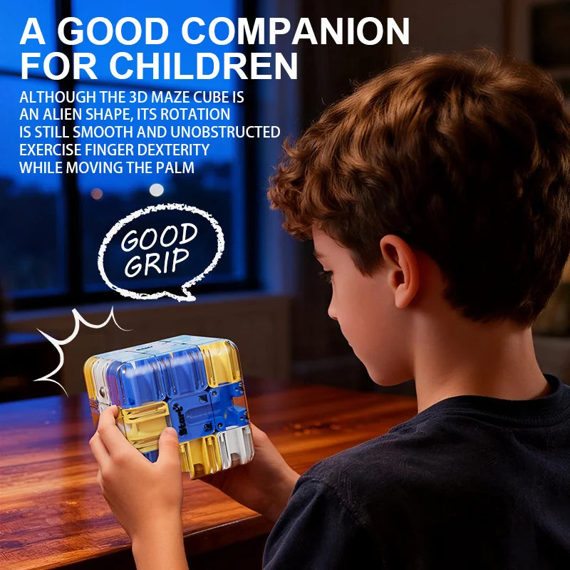 3D Maze Magic Cube Puzzle Toy Labyrinth Rolling Ball Cube Anti‑Stress Relief Toy for Kids Adults