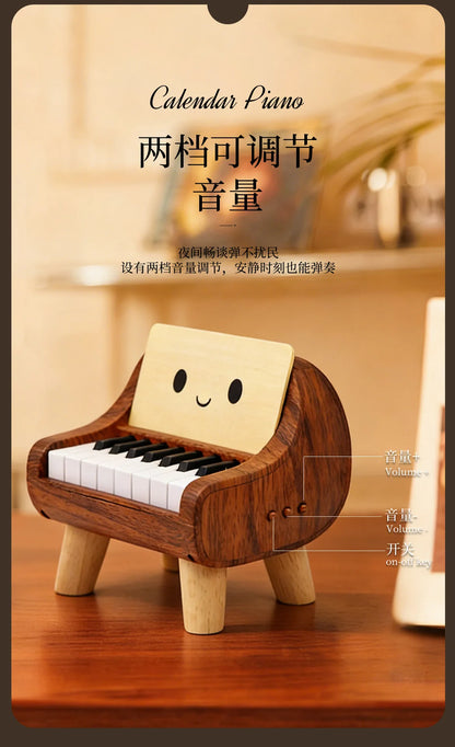Mini Playable Electronic Piano Rechargeable Beech Wood ABS Desktop Ornament Birthday Valentine Friend Gift
