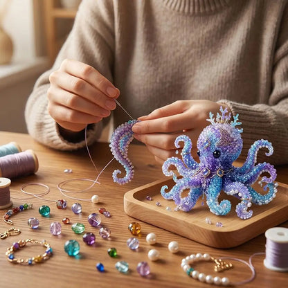 3D Ocean Animals DIY Beaded Craft Kit Beginner Friendly Handmade Marine Animal Bead Making Material Set