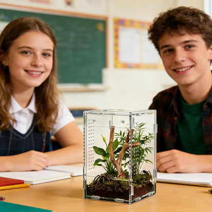 1pc Acrylic Transparent Reptile Breeding Box Amphibian Cage Nano Arboreal Tarantula Enclosure Jumping Spider Reptiles Habitat