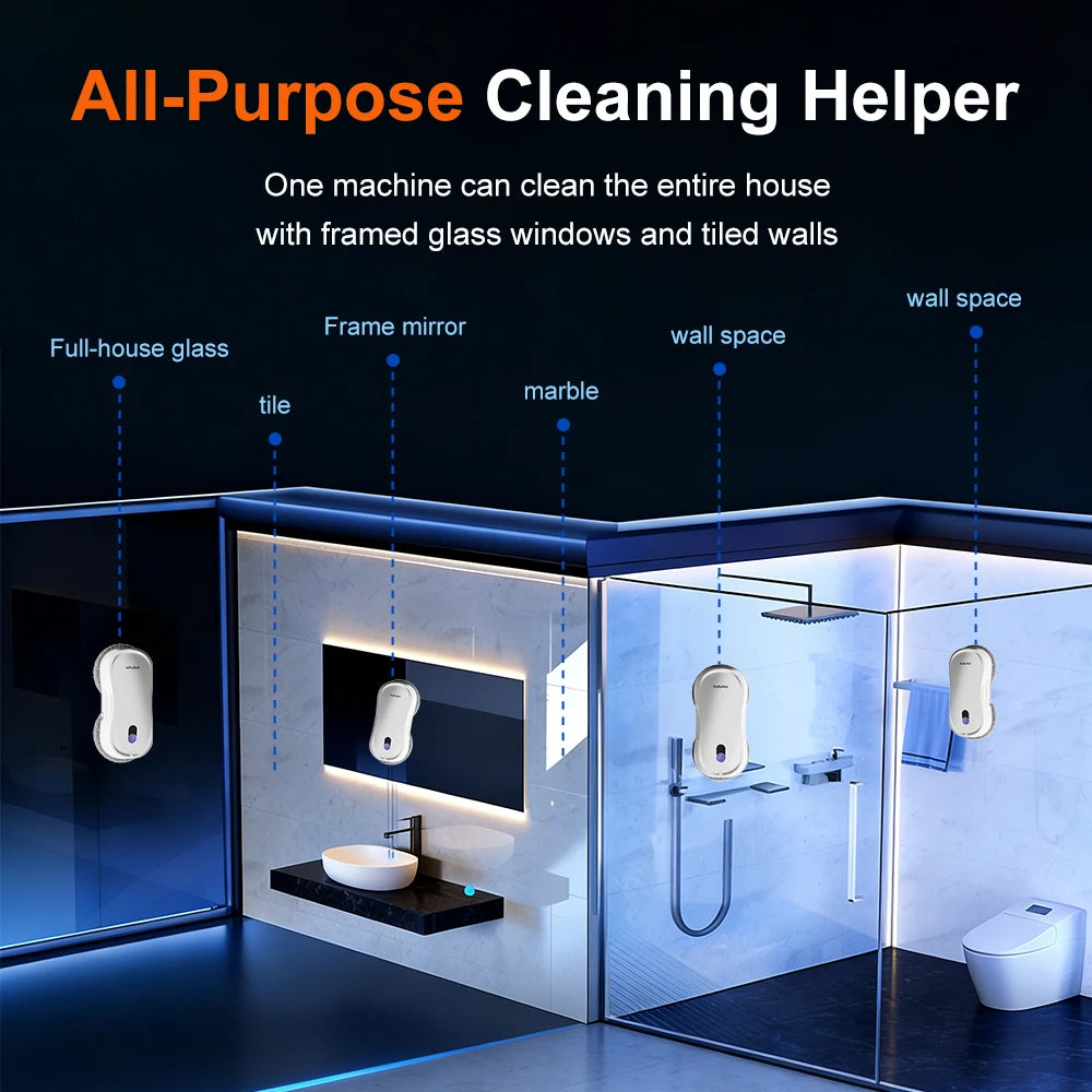 PuRuiKai Portable Window Cleaning Robot,Intelligent Cleaning with Dubbele Nozzle Water Sprayer, Remote Control