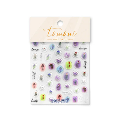 Line Flower Powder Blusher Love Heart High Quality Jelly Series Adhesive Nail Sticker Nail Art Decoration Decals Design T-2830