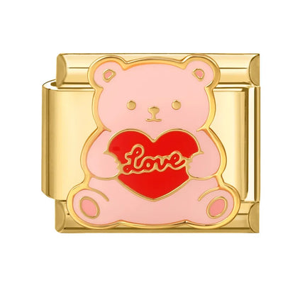 Gold Color Heart Sunflower Cherry Tai Chi Leopard Italian Charm Links Fit 9MM Bracelet Stainless Steel Men Women DIY Making Gift