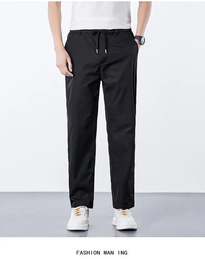 Mens Elastic Waist Casual Pants Quick Dry Wrinkle Free Slacks Summer Light Weight Trousers Spring Summer Running Golf Pants