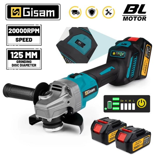 125mm 7 Gears Brushless Angle Grinder Polishing Cutting Machine Electric Angle Grinder Power Tool for Makita 18V Battery Pins